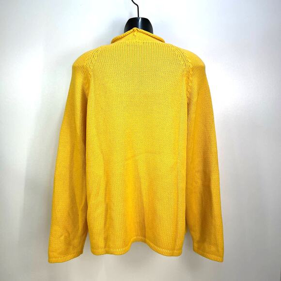 Vintage 1988 J. Crew Cotton Rollneck Sweater Yellow Turtleneck Unisex - Picture 7 of 9